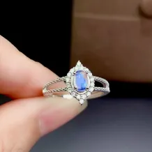 Silver-Plated Simple And Fresh Style Inlaid Oval 4x6mm Red, Blue And White Sapphire Emerald DIY