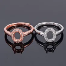 Simplicity 925 Silver Gold Plated Ring Setting For Oval 5x7mm Emerald