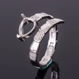 Snake Bamboo Ring S925 Sterling Silver Setting For Water Drop 6x8mm Gemstone