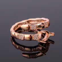 Snake Bamboo Ring S925 Sterling Silver Setting For Water Drop 6x8mm Gemstone