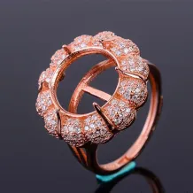 Solid Silver Floral Ring Blanks for Round 12x12mm Gemstones