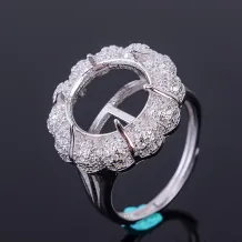 Solid Silver Floral Ring Blanks for Round 12x12mm Gemstones