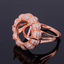 Solid Silver Floral Ring Blanks for Round 12x12mm Gemstones