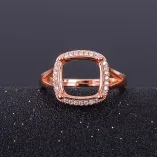 Square 6x6/8x8/9x9/10x10mm Gemstones Ring Settings 925 Sterling Silver Plated With 18k Gold