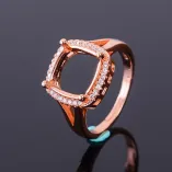 Square 6x6/8x8/9x9/10x10mm Gemstones Ring Settings 925 Sterling Silver Plated With 18k Gold