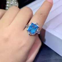 Square 8x10mm Ring Setting for Ruby/Sapphire/Topaz - 925 Sterling Silver Rose Gold Plated