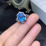Square 8x10mm Ring Setting for Ruby/Sapphire/Topaz - 925 Sterling Silver Rose Gold Plated