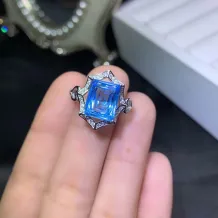 Square 8x10mm Ring Setting for Ruby/Sapphire/Topaz - 925 Sterling Silver Rose Gold Plated