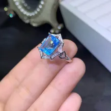 Square 8x10mm Ring Setting for Ruby/Sapphire/Topaz - 925 Sterling Silver Rose Gold Plated