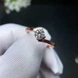 925 Sterling Silver Gold-Plated Ring Setting for 5x5mm Round Cubic Zirconia (CZ) & Moissanite