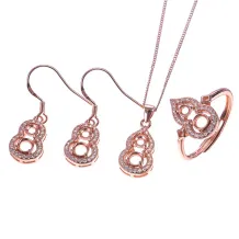 Sterling Silver Gourd Ring Setting for 3/4mm Round Jadeite/Gemstones