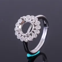 Sunflower Flowers 925 Silver Gold Plated Ring Setting For Round 8x8mm Gemstone