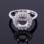 Sunflower Flowers 925 Silver Gold Plated Ring Setting For Round 8x8mm Gemstone