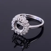 Sunflower Flowers 925 Silver Gold Plated Ring Setting For Round 8x8mm Gemstone