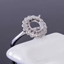 Sunflower Flowers 925 Silver Gold Plated Ring Setting For Round 8x8mm Gemstone