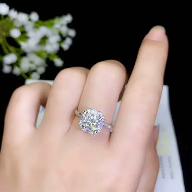 T-Bar S925 Gold-Plated Adjustable Ring Setting for 6.5mm (1ct) Round Moissanite (Unset with Matching Band)