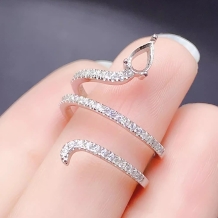 Teardrop 4x6mm Snake Zodiac Setting S925 Sterling Silver Ring For Colored Gemstone