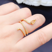 Teardrop 4x6mm Snake Zodiac Setting S925 Sterling Silver Ring For Colored Gemstone