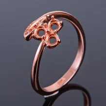 Trefoil Leaf Ring Setting 925 Silver Gold Plated for Round 3x3mm Gemstone