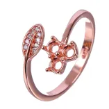 Trefoil Leaf Ring Setting 925 Silver Gold Plated for Round 3x3mm Gemstone