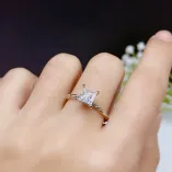 Twist Shank Ring Setting - S925 Sterling Silver Plated with 18K Gold for 6x6mm Square Moissanite/Colored Gemstones