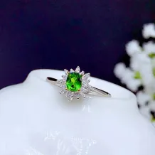 Two-Tone 18K Gold-Plated Ring Setting For 4x5mm Oval Colored Gemstones/Jade 925 Silver