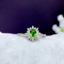 Two-Tone 18K Gold-Plated Ring Setting For 4x5mm Oval Colored Gemstones/Jade 925 Silver