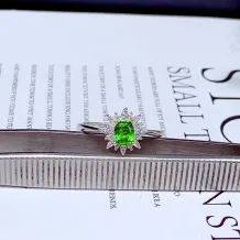 Two-Tone 18K Gold-Plated Ring Setting For 4x5mm Oval Colored Gemstones/Jade 925 Silver