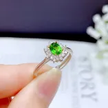 Two-Tone 18K Gold-Plated Ring Setting For 4x5mm Oval Colored Gemstones/Jade 925 Silver
