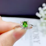 Two-Tone 18K Gold-Plated Ring Setting For 4x5mm Oval Colored Gemstones/Jade 925 Silver