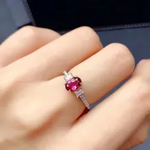 Two-Tone 18K Gold Plated S925 Silver Ring Setting for Oval 5x7mm Ruby/Sapphire/Emerald Mount