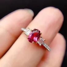 Two-Tone 18K Gold Plated S925 Silver Ring Setting for Oval 5x7mm Ruby/Sapphire/Emerald Mount