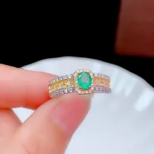 Two-Tone 18K Gold Plated Sterling Silver Ring Setting for Square 3x5mm &amp; Oval 4x5mm Ruby/Sapphire