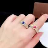 Two-Tone 18K Gold Plated Sterling Silver Ring Setting for Square 3x5mm & Oval 4x5mm Ruby/Sapphire