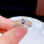 Two-Tone 18K Gold Plated Sterling Silver Ring Setting for Square 3x5mm & Oval 4x5mm Ruby/Sapphire