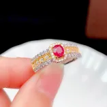 Two-Tone 18K Gold Plated Sterling Silver Ring Setting for Square 3x5mm & Oval 4x5mm Ruby/Sapphire
