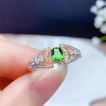 Two-Tone Gold-Plated Lace Ring Setting For 4x5mm Oval Jade/Nephrite 925 Silver