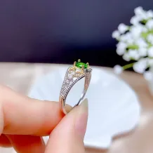 Two-Tone Gold-Plated Lace Ring Setting For 4x5mm Oval Jade/Nephrite 925 Silver