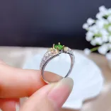 Two-Tone Gold-Plated Lace Ring Setting For 4x5mm Oval Jade/Nephrite 925 Silver