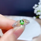 Two-Tone Gold-Plated Lace Ring Setting For 4x5mm Oval Jade/Nephrite 925 Silver