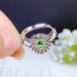 Two-Tone Gold-Plated Peacock Ring Setting For 5x7mm Oval Colored Gemstones 925 Silver