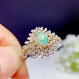 Two-Tone Gold-Plated Peacock Ring Setting For 5x7mm Oval Colored Gemstones 925 Silver