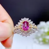 Two-Tone Gold-Plated Peacock Ring Setting For 5x7mm Oval Colored Gemstones 925 Silver