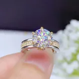 Two-Tone Gold-Plated Ring Settings For 5/6.5/8/9mm Round Moissanite 925 Silver