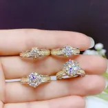 Two-Tone Gold-Plated Ring Settings For 5/6.5/8/9mm Round Moissanite 925 Silver