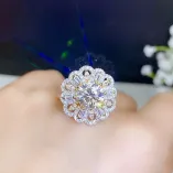 Two-Tone Gold Ring Setting For 8mm (2ct) Round Gems 925 Silver
