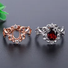 Vintage Filigree Branch Design Gold-Plated Silver Ring Setting for 6x8/7x9mm Oval Jadeite/Colored Gemstones