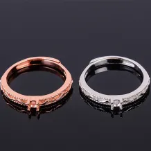 Water Ripples Ring Settings Round 3x3mm Gemstones Gold Plated Sterling Silver