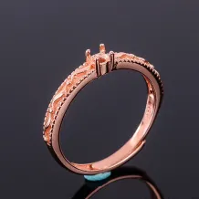 Water Ripples Ring Settings Round 3x3mm Gemstones Gold Plated Sterling Silver