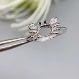 Whimsical Crab Ring Setting - 925 Sterling Silver 18k Gold Plated Mount For 5x7mm Oval Topaz Crystal